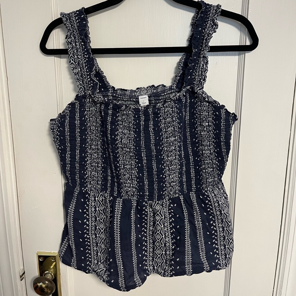 Old Navy Blue and White Patterned Dress